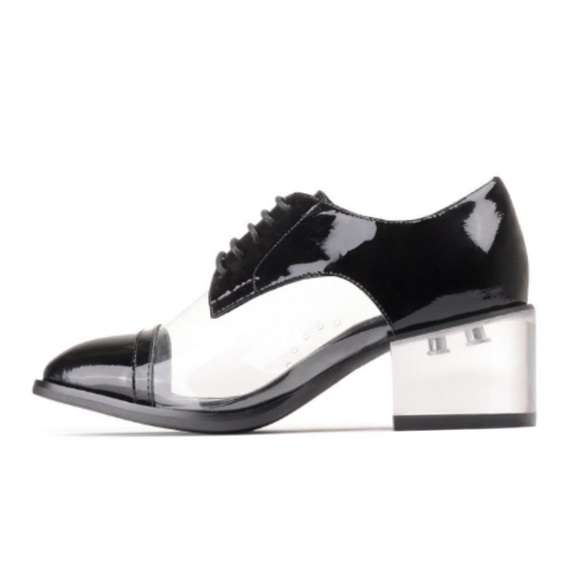 Jeffrey Campbell Shoes - Jeffrey Campbell Cap Toe Oxford Black & Clear